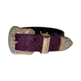 Load image into Gallery viewer, Glamorous boysenberry embossed Italian leather collar with Swarovski crystal accents
