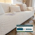 Load image into Gallery viewer, Plush Nordic Sofa Slipcover in cream knit, non-slip couch cover for dogs on a 4-seat sofa.
