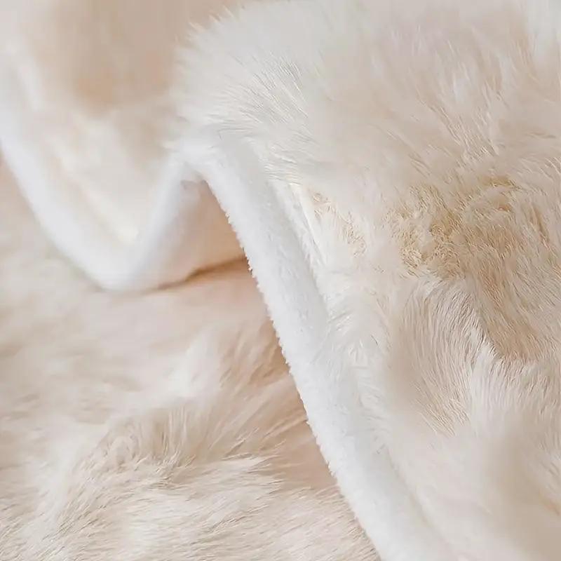 White couch slipcover by topspet in plush faux fur fabric for winter warmth and soft comfort