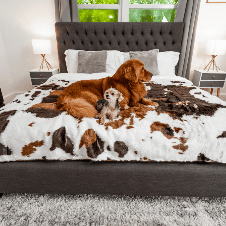 Paw.com PupProtector Waterproof Throw Blanket, Brown Faux Cowhide