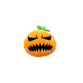 Bild in Galerie-Betrachter laden, Orange plush pumpkin Halloween cat toy with a black jagged mouth, closed eyes, and green stem.
