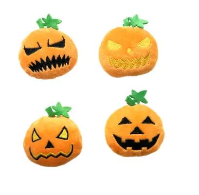 Pet Zen 4-pack pumpkin plush Halloween cat toy, orange with green stems