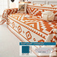 Load image into Gallery viewer, Boho-Chic All-Season Sofa Cover with orange geometric print; pet-proof couch cover.
