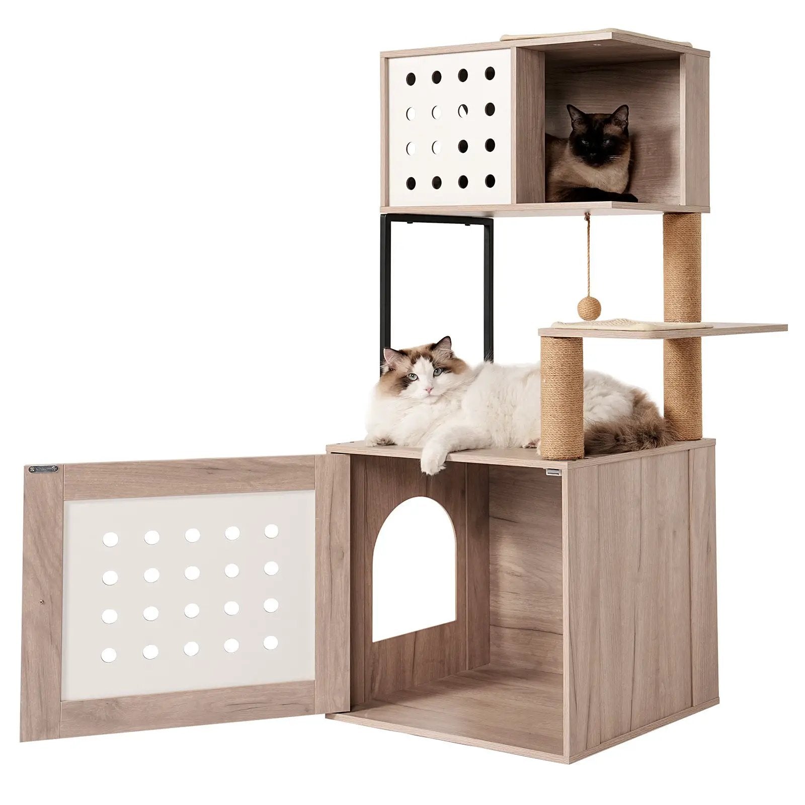 Cat Tree with Litter Box Enclosure and Large Hammock by HouseOfZazla