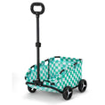Charger l'image dans la visionneuse de la galerie, Pet stroller for small pets with turquoise checker fabric, four wheels, adjustable handle
