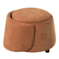 Load image into Gallery viewer, Orange pet-friendly chair with hidden pet nook; textured upholstery and rounded dark wood leg.
