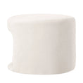 Charger l'image dans la visionneuse de la galerie, Beige ottoman with textured fabric, close-up view of rounded edge
