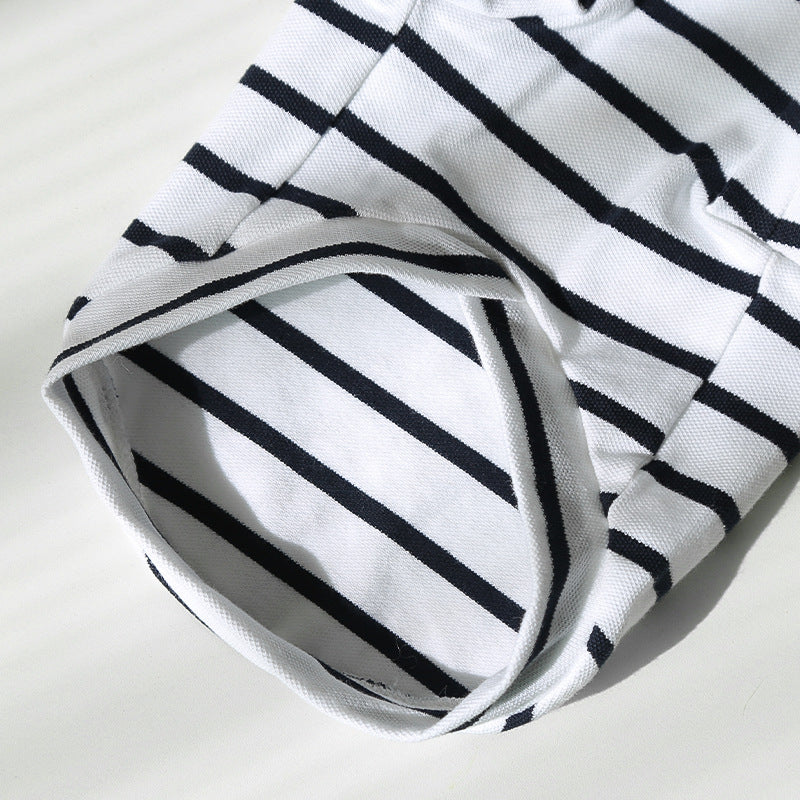 Close-up of striped sleeve opening