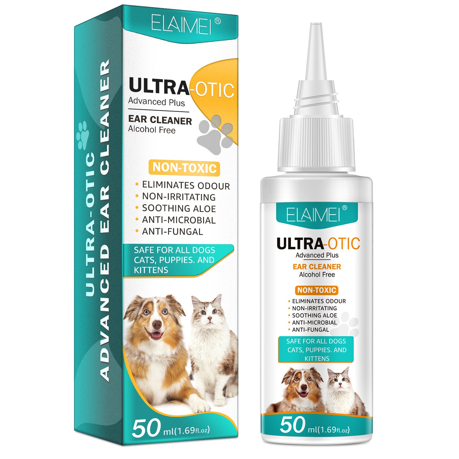 NaturaClean Pet Ear Cleaner 50ml Gentle Formula for Dogs and Cats by For Animals, With Love