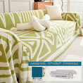 Load image into Gallery viewer, Bohemian-style chenille couch cover for 4-seater sofa; green and white geometric pattern, anti-dog-scratch, topspet
