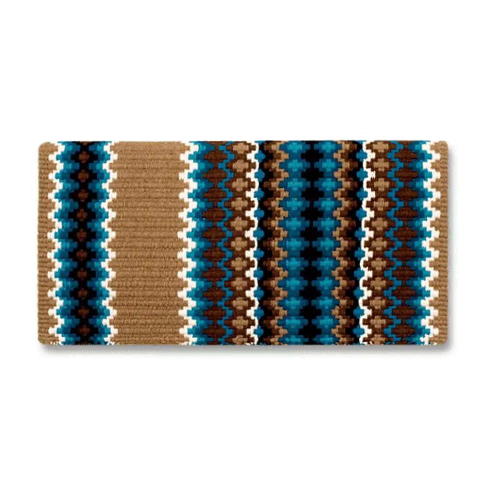 Mayatex New Zealand Wool Saddle Blanket 40x34 Tan Turquoise Brown by Mayatex