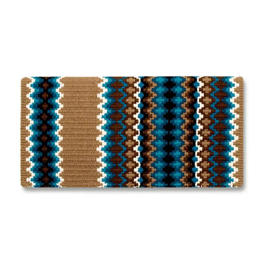 Mayatex New Zealand Wool Saddle Blanket 40x34 Tan Turquoise Brown by Mayatex
