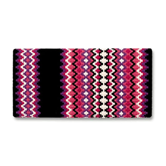 Mayatex Gemini NZ Wool Saddle Blanket 40x34 Black Purple Pink White by Mayatex