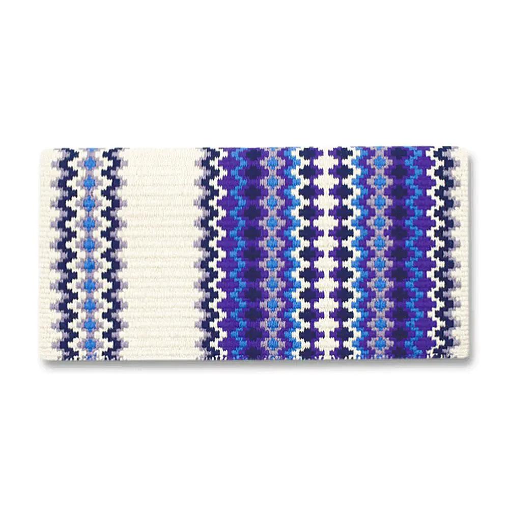 Mayatex Gemini Hand Woven New Zealand Wool Saddle Blanket White Turquoise Purple 40 By 34 Inches Aztec Navajo by Mayatex