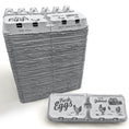 Load image into Gallery viewer, Split-apart egg cartons; pair of gray units stacked, holds 6 or 12 extra-large eggs with Fresh Eggs labeling
