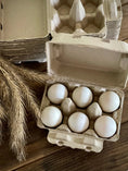 Load image into Gallery viewer, Egg cartons with six pale blue duck eggs in brown kraft cardboard trays
