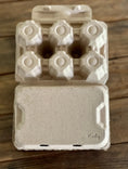 Load image into Gallery viewer, Henlay duck egg carton holds half-dozen jumbo eggs; blank flat top, natural kraft

