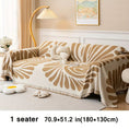 Load image into Gallery viewer, Versatile chenille sofa cover for 1 seater; cream with orange-brown abstract pattern
