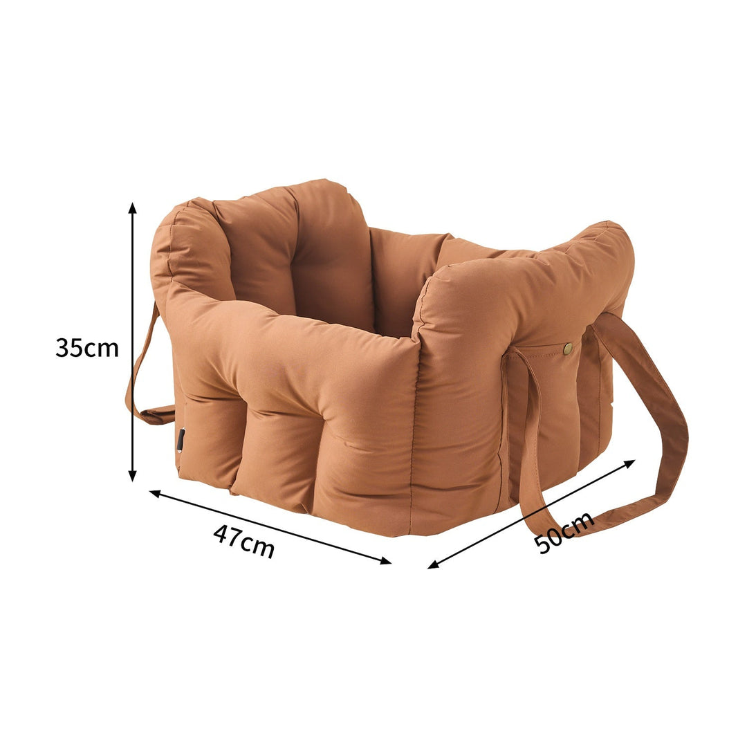Orange padded pet seat bed dimension image
