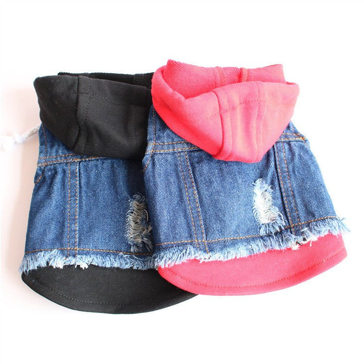 Distressed Denim Dog Vest with Hood – photo 3