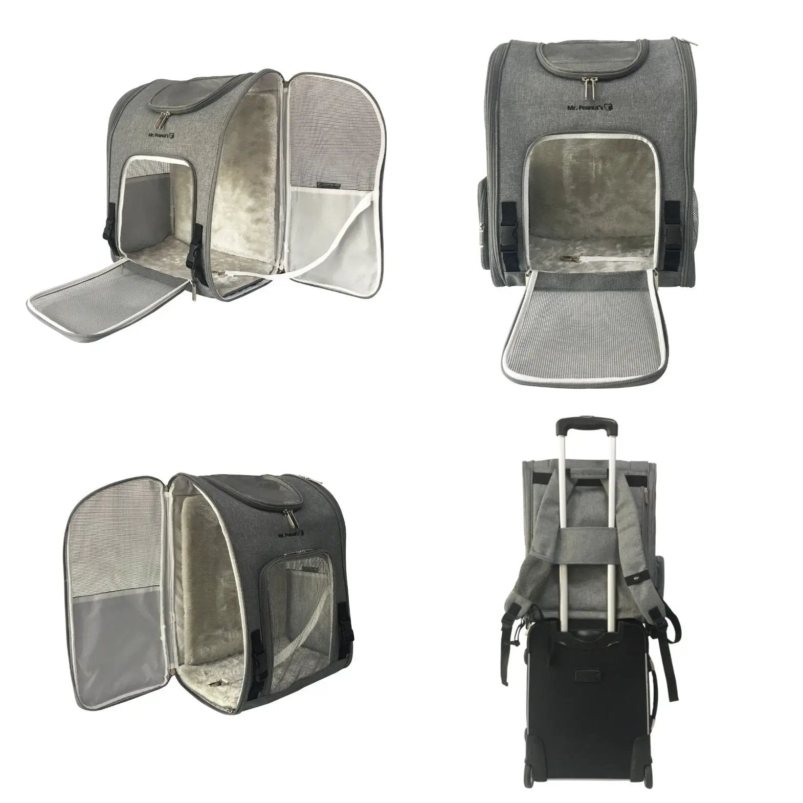 Mr. Peanut's Aspen Series airline-compliant backpack pet carrier in gray fabric