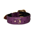 Load image into Gallery viewer, Glamorous Boysenberry embossed studded Italian leather collar with gold hardware by Allysa Payne Beverly Hills
