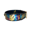 Load image into Gallery viewer, Art Deco snake collar featuring iridescent multicolor foil pattern and gold hardware, statement accessory
