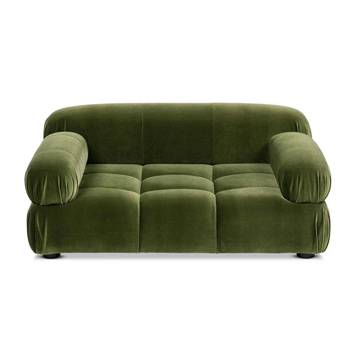Marcel Upholstered Modern Small to Medium Pet Bed For Dogs and Cats Olive Green Velvet by HouseOfZazla