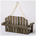 Load image into Gallery viewer, Hanging Bench Bird & Squirrel Feeder by GreaterGood; rustic wooden slats with white rope hanger.
