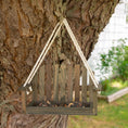 Load image into Gallery viewer, Hanging Bench Bird & Squirrel Feeder by GreaterGood for backyard habitat; wooden seed tray with rope hanger.
