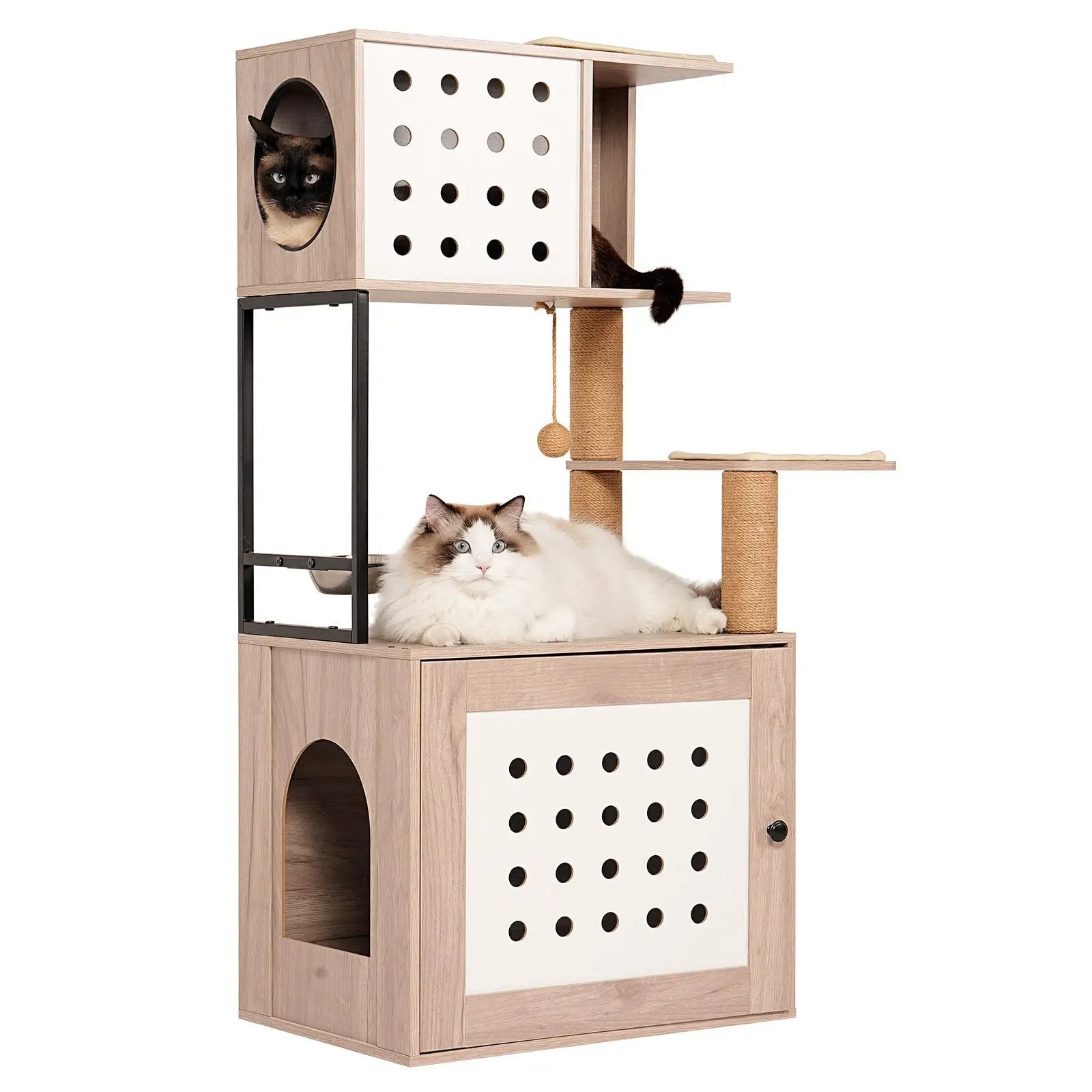 Cat Tree with Litter Box Enclosure and Large Hammock by HouseOfZazla
