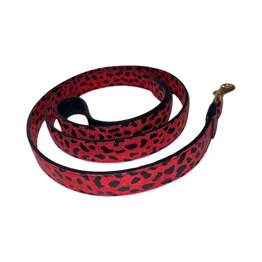 Leather wrap bracelet in red and black leopard print, Italian leather by Allysa Payne Beverly Hills