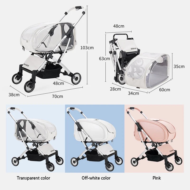 BOSIMAO Foldable Pet Stroller with Detachable Carrier – photo 3