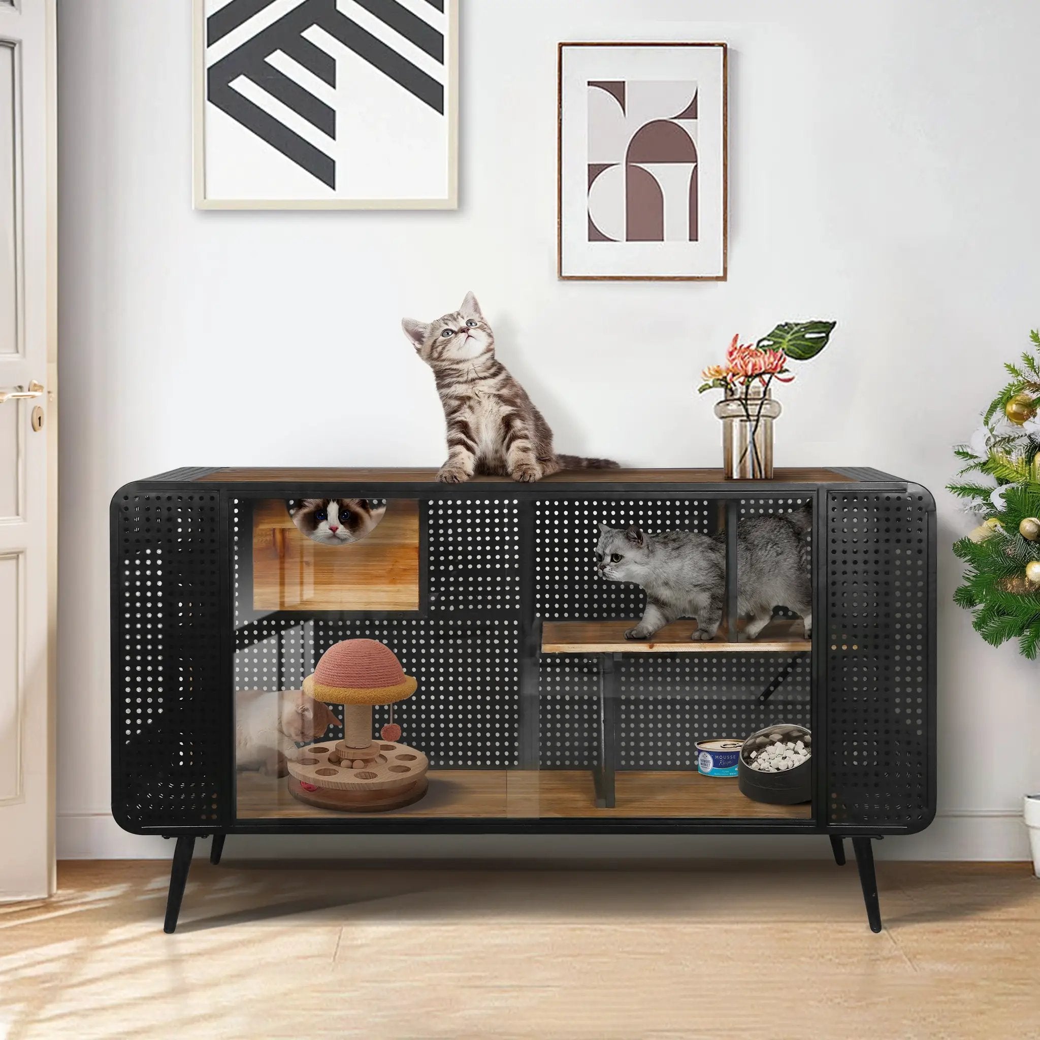Modern Spacious Cat House Black + Brown by HouseOfZazla