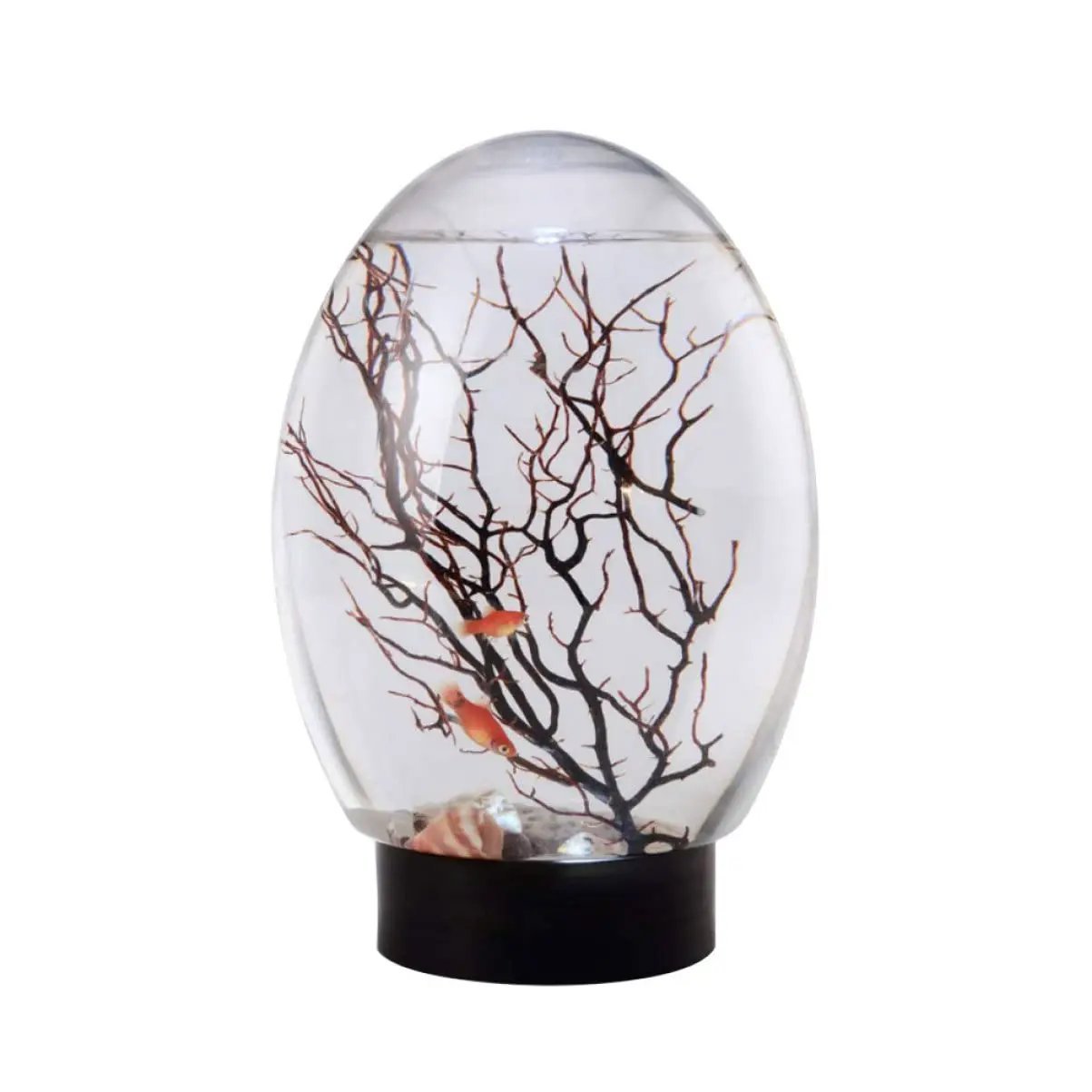 1PCS Mini Aquarium Fish Tank Ecosphere Closed Aquatic Ecosystem with LED Light Desktop Aquarium Stable Black Base No Need to Feed or Change Waterbiosphere Ecosystem - from For Animals, With Love