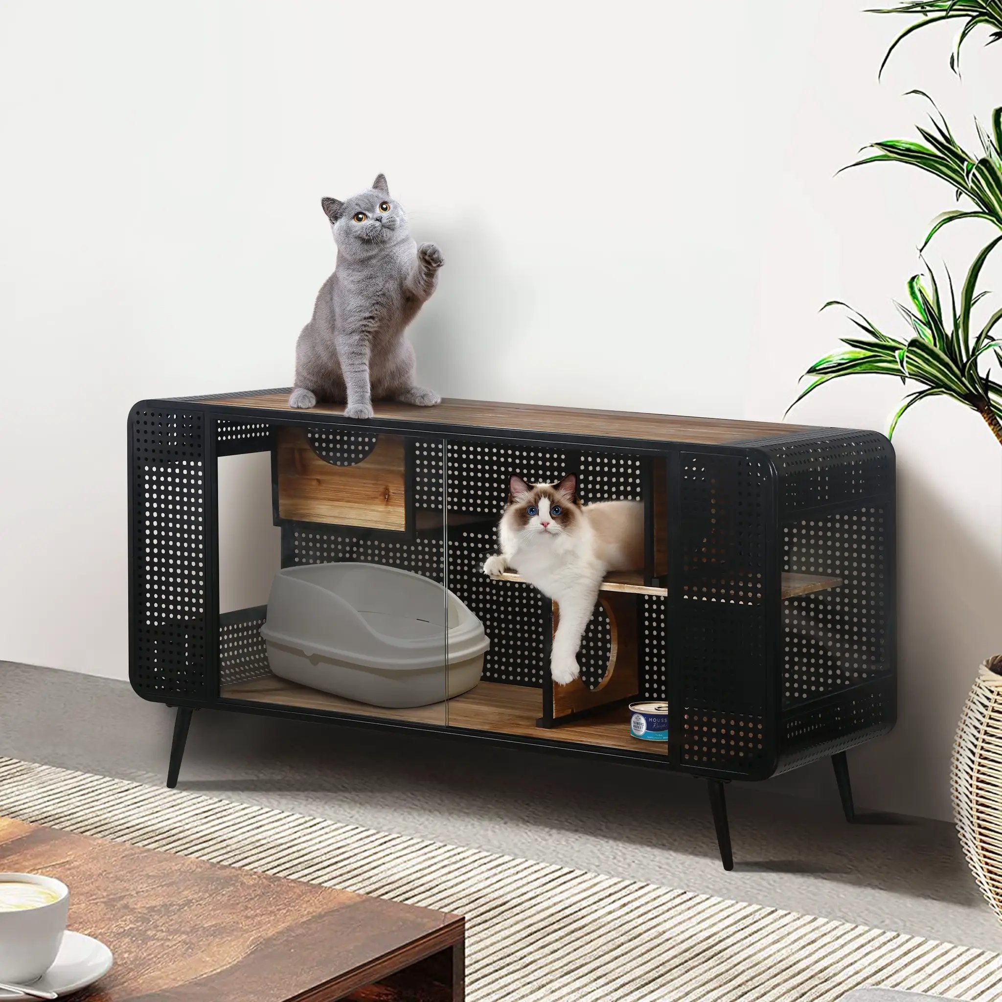 Modern Spacious Cat House Black + Brown by HouseOfZazla