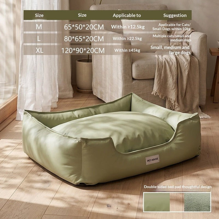 Light green bed and size chart