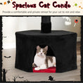 Load image into Gallery viewer, DirectDeals Gothic Cat Tree, black floor-to-ceiling 5-tier with condo; cat peeking out
