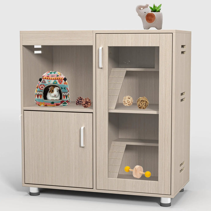Living World Four Tier Wood Guinea Pig Cage XL With Storage Cabinet by V.I.P Digital Presence