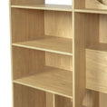Bild in Galerie-Betrachter laden, Modern 2-in-1 wooden cat house bookshelf by Sangria Beech, natural beech finish with open cubby shelves
