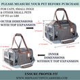 Load image into Gallery viewer, Mr. Peanut's Gold Series expandable pet carrier, gray fabric with brown straps, airline-approved.

