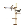 Bild in Galerie-Betrachter laden, The Crow's Nest wall cat condo by Catastrophic Creations; sisal rope post, wooden platforms, hammock, two kittens.
