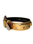 Cargar la imagen en la vista de la galería, Glam Gold Studded Italian Leather Collar With Swarovski Buckle by Allysa Payne Beverly Hills
