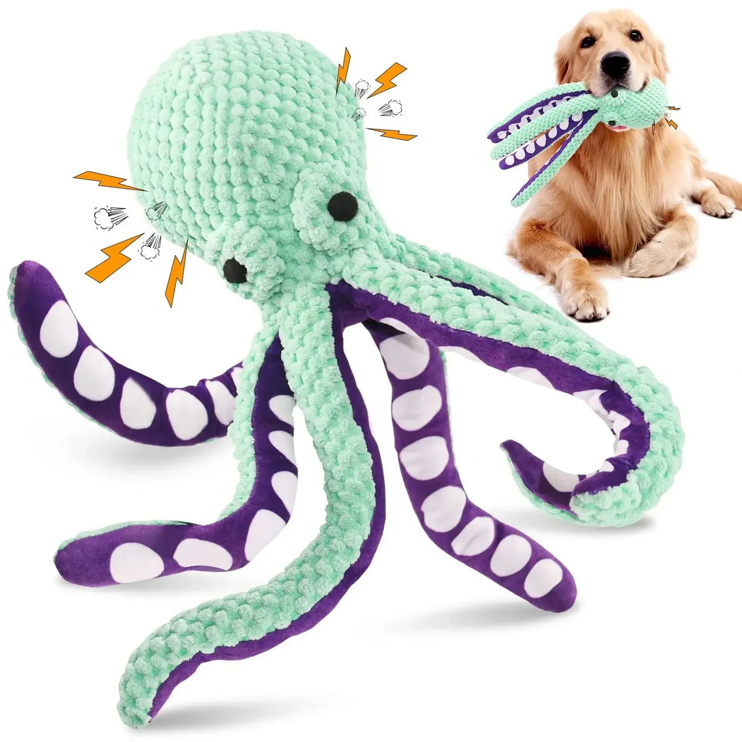 Large Plush Octopus Squeaky Dog Toy – 13.5 in