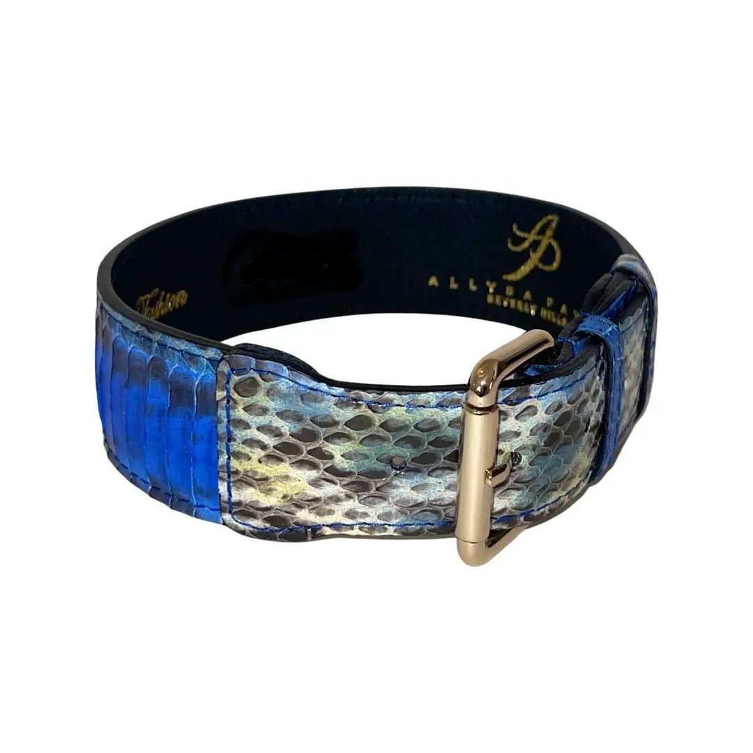 Stunning Blue Snake Classic Collar 14-19 Inch by Allysa Payne Beverly Hills