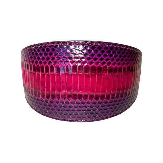 Ruby Red and Purple Snake 3-inch Wide Style Collar by Allysa Payne Beverly Hills, glossy snakeskin texture