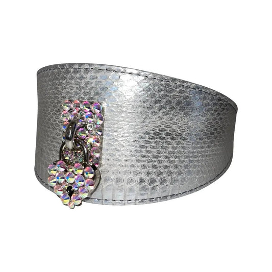 Bracelet, Love Collection by Allysa Payne Beverly Hills; silver snakeskin-textured cuff with crystal heart charm