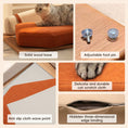 Load image into Gallery viewer, Wooden pet bed for cats and dogs by Home Furnishers; solid wood base with orange-brown cushion and adjustable foot pins.
