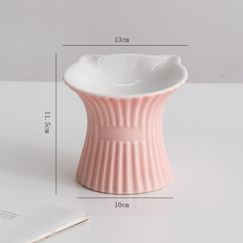 Style 7 white bowl with pink pedestal dimension chart