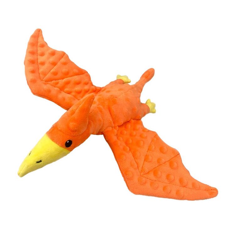 Orange plush pterodactyl with spread wings